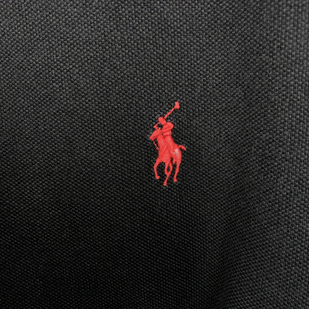 Ralph Lauren POLO RALPH LAUREN CUSTOM SLIM FIT short sleeve polo shirt, men's size L cotton black type Vintage Second Hand
