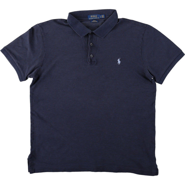 Ralph Lauren POLO RALPH LAUREN SLIM FIT STRETCH MESH Short-Sleeve Polo Shirt, Men's Size L (approx.) unclear navy blue type Vintage Second Hand