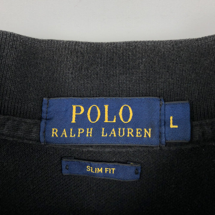Ralph Lauren POLO RALPH LAUREN SLIM FIT short sleeve polo shirt, men's size L cotton black type Vintage Second Hand