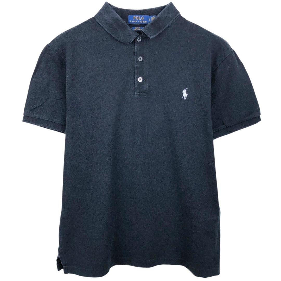 Ralph Lauren POLO RALPH LAUREN SLIM FIT STRETCH MESH Short-Sleeve Polo Shirt, Men's Size L (approx.) cotton black type Vintage Second Hand