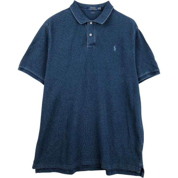 Ralph Lauren POLO RALPH LAUREN CLASSIC FIT short sleeve polo shirt men's XXL equivalent cotton navy blue type Vintage Second Hand