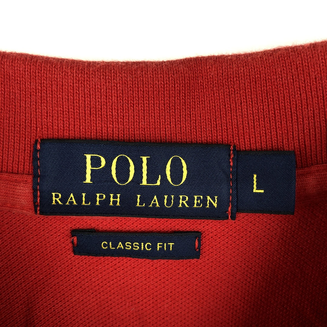 Ralph Lauren POLO RALPH LAUREN CLASSIC FIT short sleeve polo shirt for men size L cotton red type Vintage Second Hand