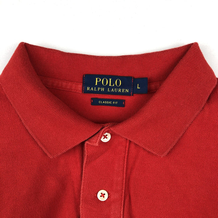 Ralph Lauren POLO RALPH LAUREN CLASSIC FIT short sleeve polo shirt for men size L cotton red type Vintage Second Hand