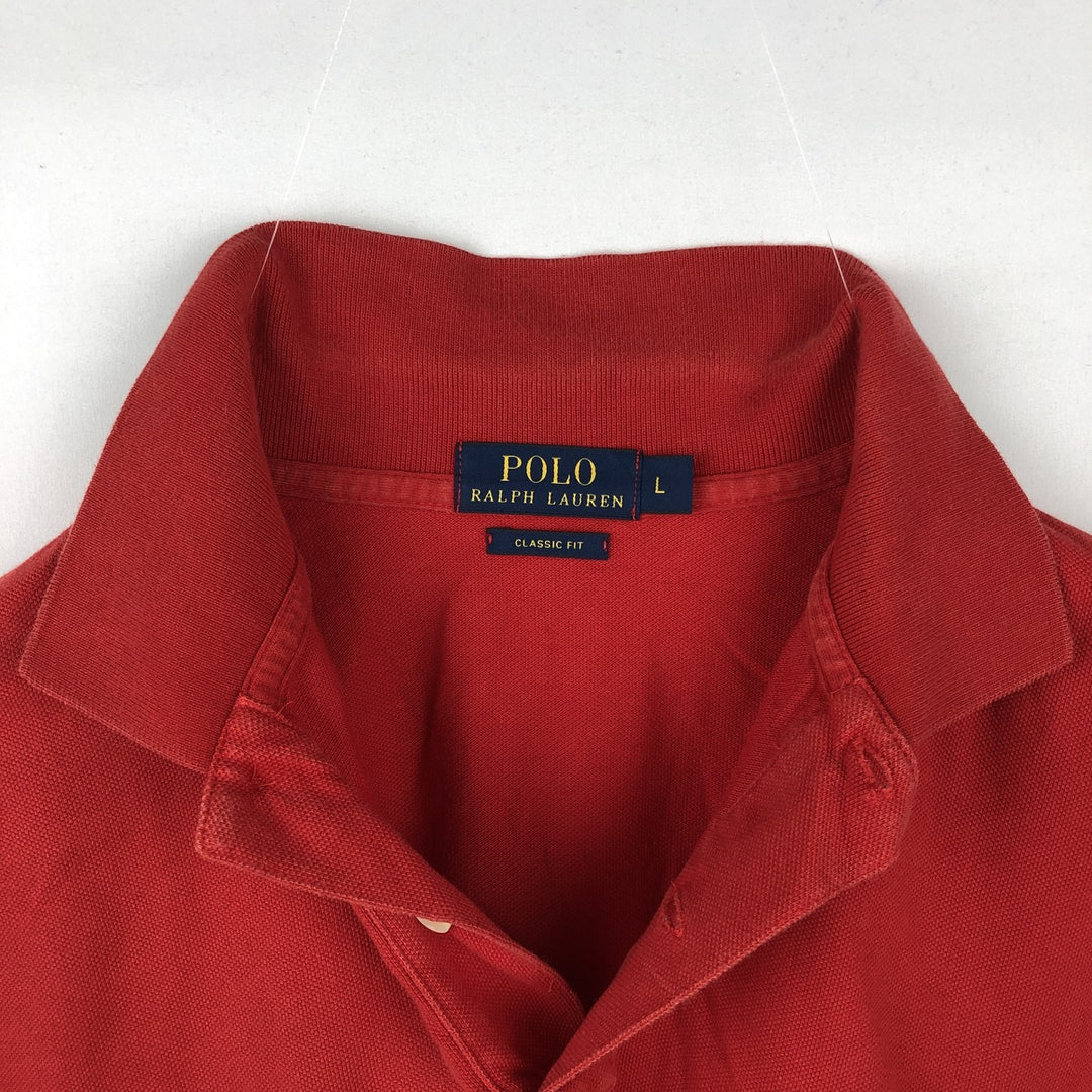Ralph Lauren POLO RALPH LAUREN CLASSIC FIT short sleeve polo shirt for men size L cotton red type Vintage Second Hand