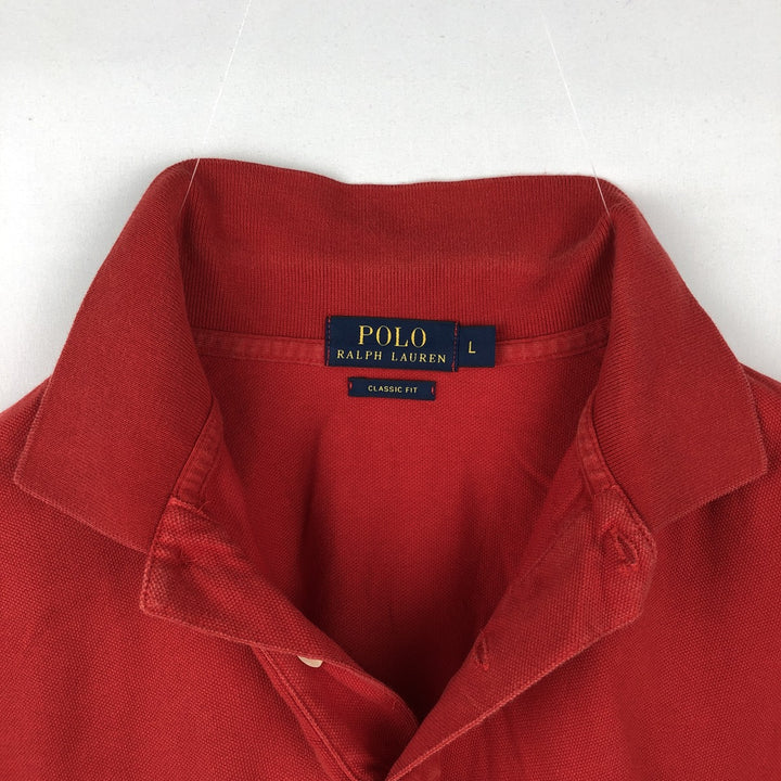 Ralph Lauren POLO RALPH LAUREN CLASSIC FIT short sleeve polo shirt for men size L cotton red type Vintage Second Hand