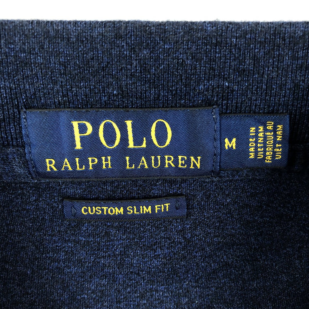 Ralph Lauren POLO RALPH LAUREN CUSTOM SLIM FIT short sleeve polo shirt men's size M cotton navy blue type Vintage Second Hand