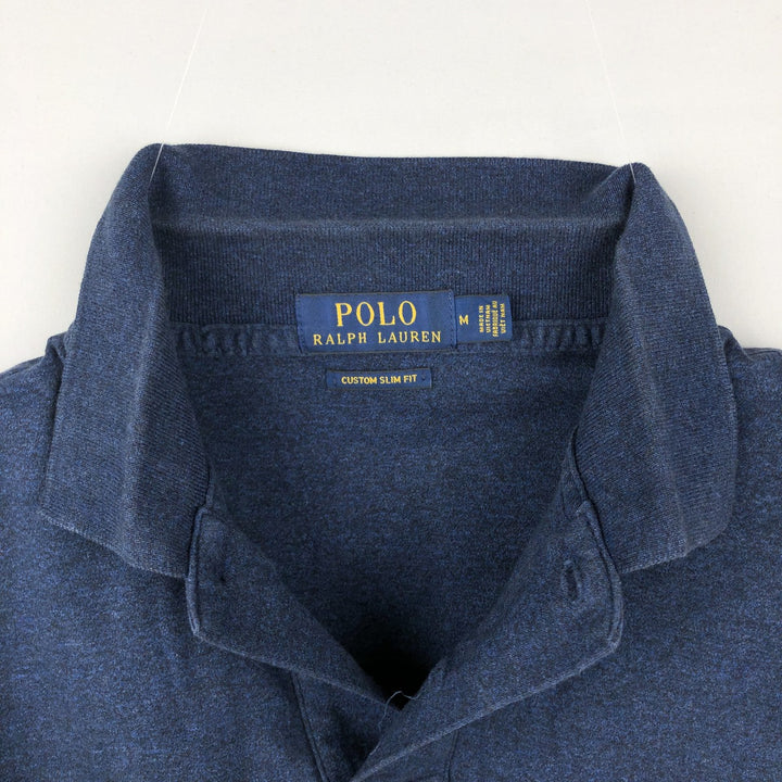 Ralph Lauren POLO RALPH LAUREN CUSTOM SLIM FIT short sleeve polo shirt men's size M cotton navy blue type Vintage Second Hand