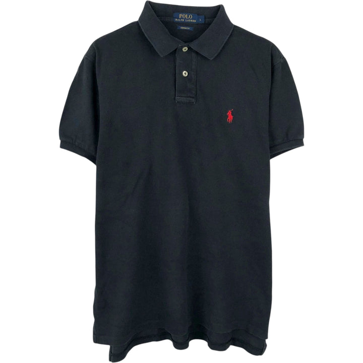 Ralph Lauren POLO RALPH LAUREN CUSTOM FIT short sleeve polo shirt men's size L cotton black type Vintage Second Hand