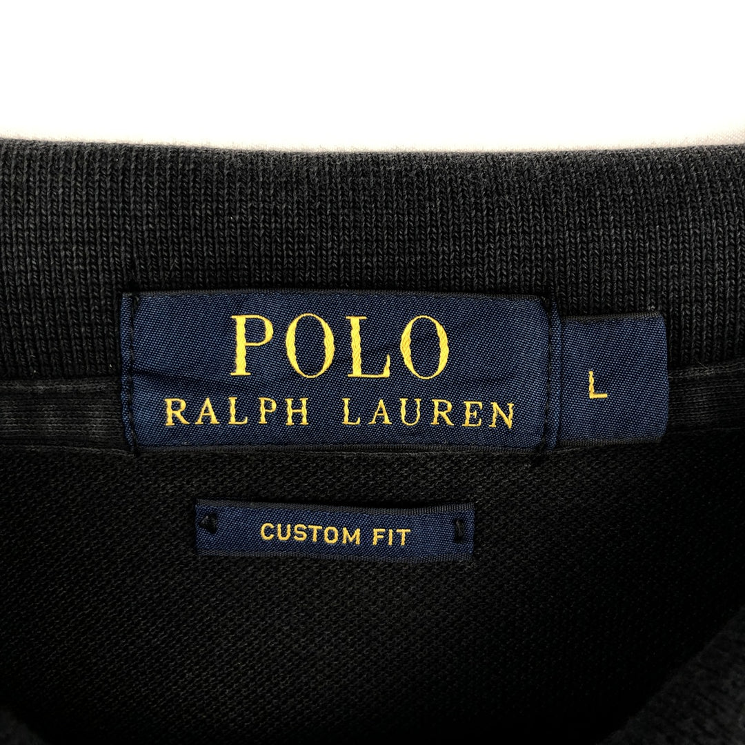 Ralph Lauren POLO RALPH LAUREN CUSTOM FIT short sleeve polo shirt men's size L cotton black type Vintage Second Hand