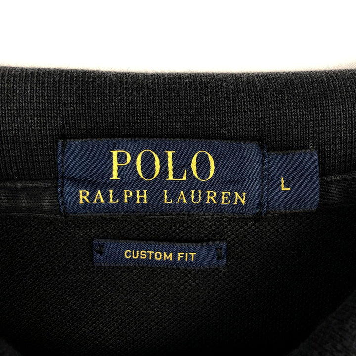 Ralph Lauren POLO RALPH LAUREN CUSTOM FIT short sleeve polo shirt men's size L cotton black type Vintage Second Hand