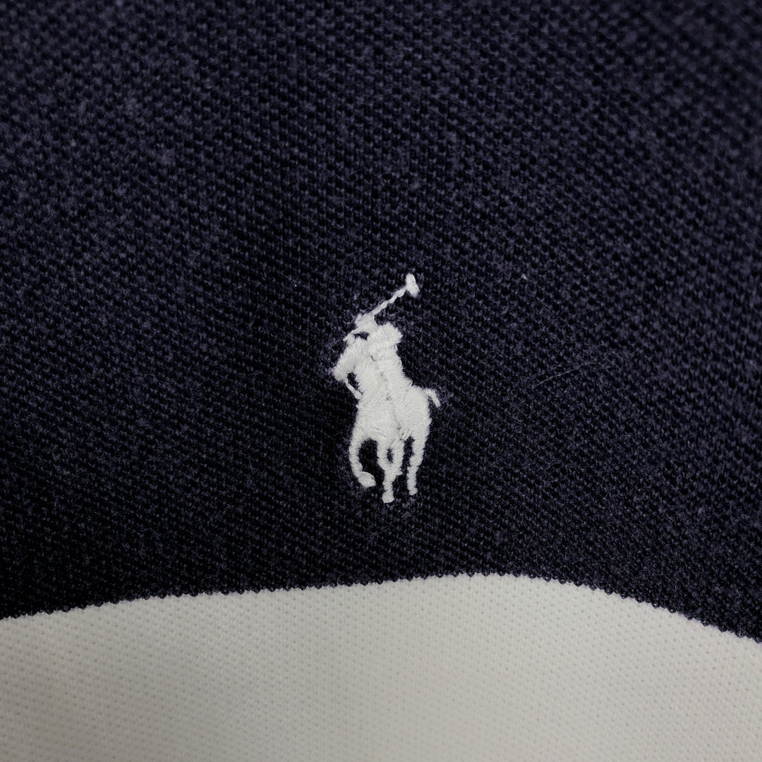 Ralph Lauren POLO RALPH LAUREN CUSTOM SLIM FIT short sleeve polo shirt men's XL equivalent cotton navy blue type Vintage Second Hand