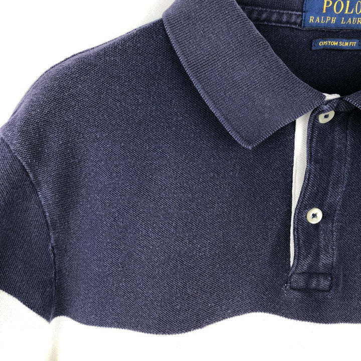 Ralph Lauren POLO RALPH LAUREN CUSTOM SLIM FIT short sleeve polo shirt men's XL equivalent cotton navy blue type Vintage Second Hand