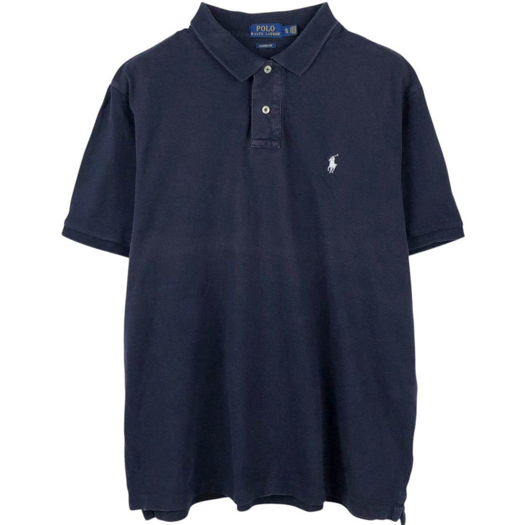 Ralph Lauren POLO RALPH LAUREN CLASSIC FIT short sleeve polo shirt men's XL equivalent cotton navy blue type Vintage Second Hand
