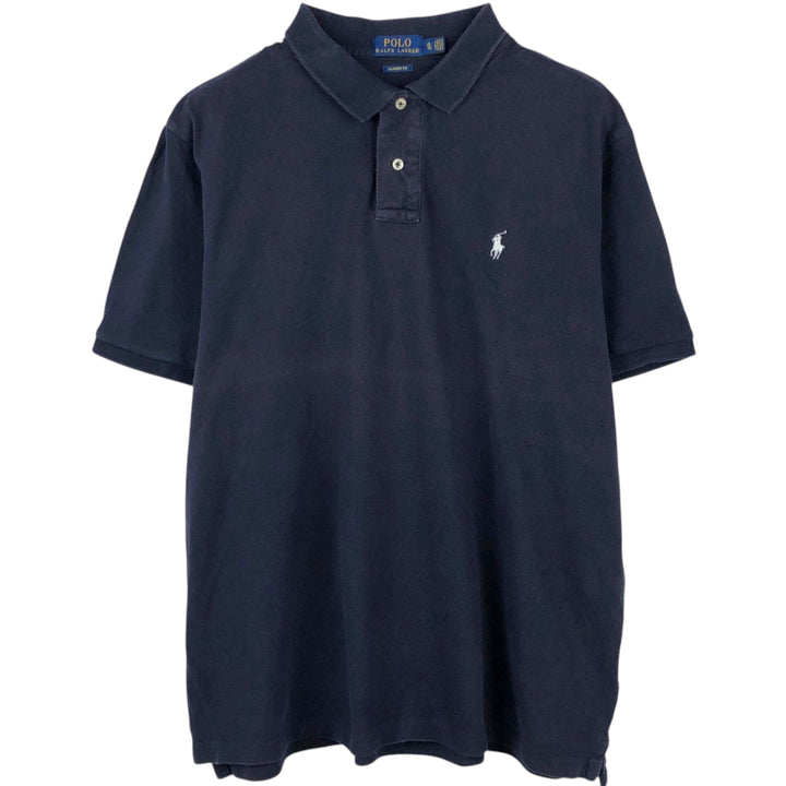 Ralph Lauren POLO RALPH LAUREN CLASSIC FIT short sleeve polo shirt men's XL equivalent cotton navy blue type Vintage Second Hand