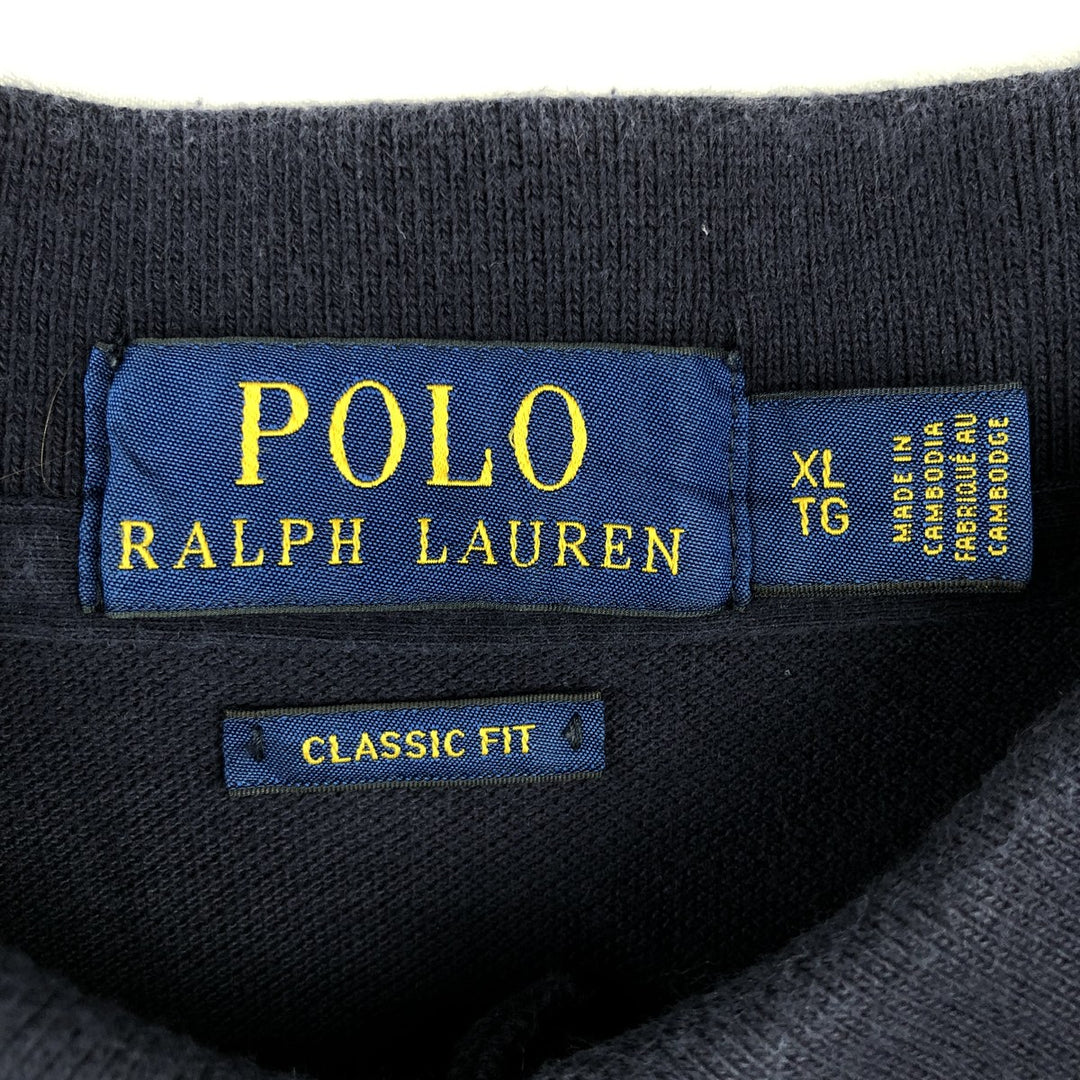 Ralph Lauren POLO RALPH LAUREN CLASSIC FIT short sleeve polo shirt men's XL equivalent cotton navy blue type Vintage Second Hand