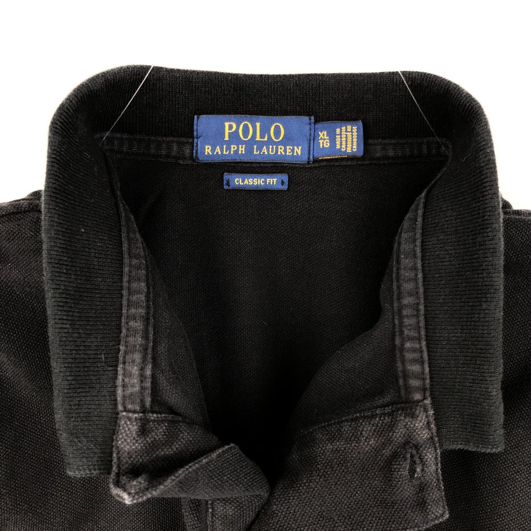 Ralph Lauren POLO RALPH LAUREN CLASSIC FIT short sleeve polo shirt men's XL equivalent cotton black type Vintage Second Hand