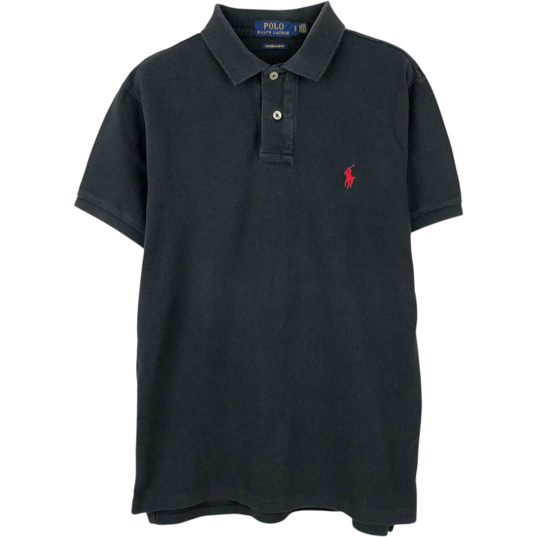 Ralph Lauren POLO RALPH LAUREN CUSTOM SLIM FIT short sleeve polo shirt men's size S cotton black type Vintage Second Hand