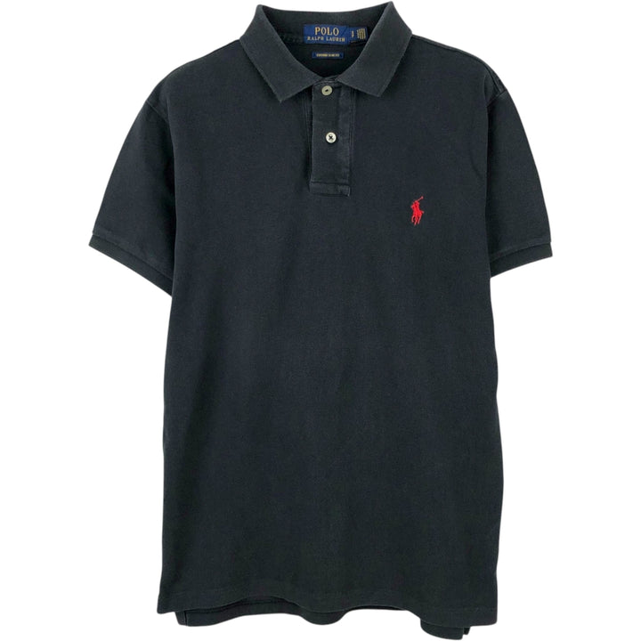 Ralph Lauren POLO RALPH LAUREN CUSTOM SLIM FIT short sleeve polo shirt men's size S cotton black type Vintage Second Hand