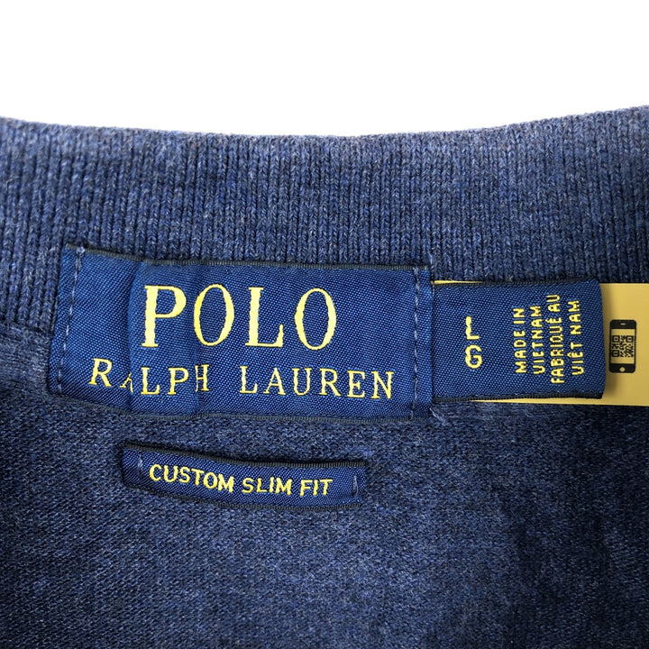 Ralph Lauren POLO RALPH LAUREN CUSTOM SLIM FIT short sleeve polo shirt, men's size L unclear navy blue type Vintage Second Hand