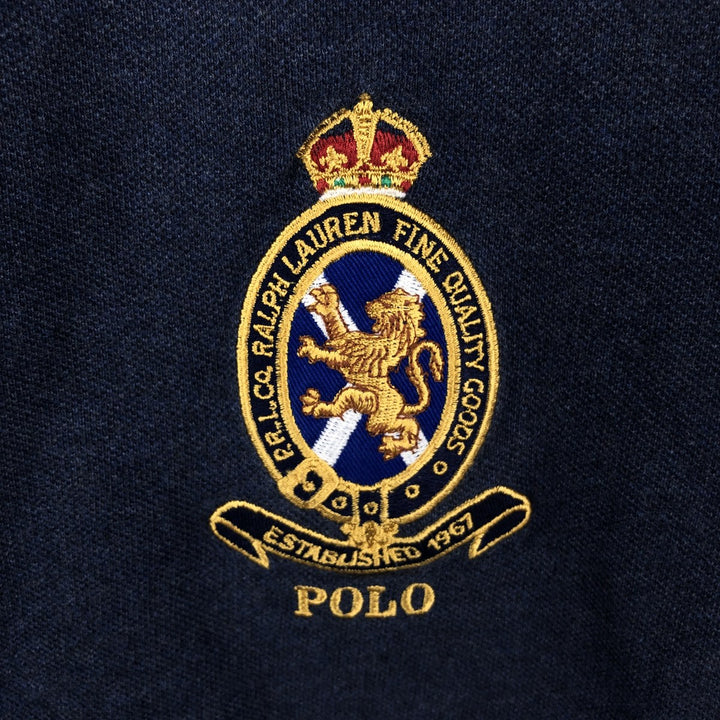 Ralph Lauren POLO RALPH LAUREN CUSTOM SLIM FIT short sleeve polo shirt, men's size L unclear navy blue type Vintage Second Hand