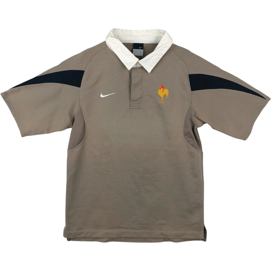 Nike FFR French Rugby Federation Short-Sleeve Rugby Shirt, Men's Size S (approx.) cotton beige type brown Vintage Second Hand