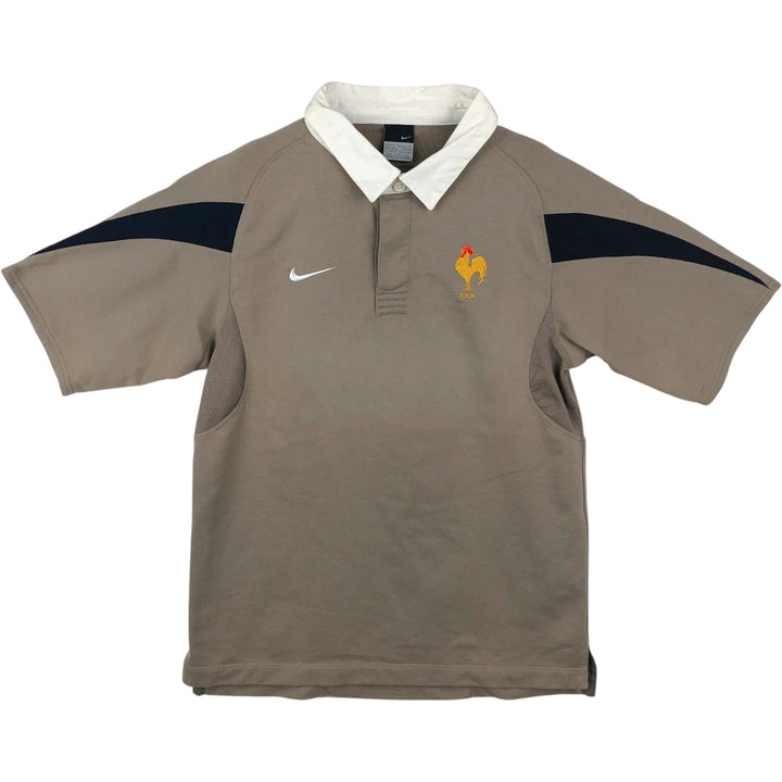 Nike FFR French Rugby Federation Short-Sleeve Rugby Shirt, Men's Size S (approx.) cotton beige type brown Vintage Second Hand
