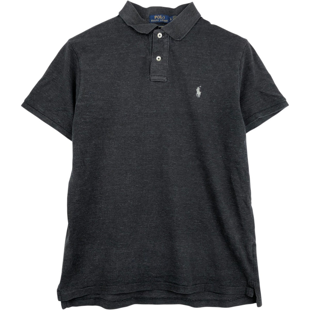 Ralph Lauren POLO RALPH LAUREN CUSTOM SLIM FIT short sleeve polo shirt, men's size L cotton Charcoal Vintage Second Hand