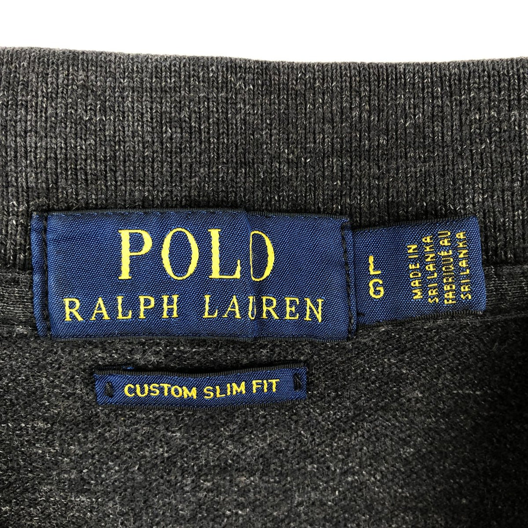 Ralph Lauren POLO RALPH LAUREN CUSTOM SLIM FIT short sleeve polo shirt, men's size L cotton Charcoal Vintage Second Hand