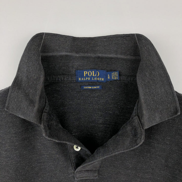 Ralph Lauren POLO RALPH LAUREN CUSTOM SLIM FIT short sleeve polo shirt, men's size L cotton Charcoal Vintage Second Hand