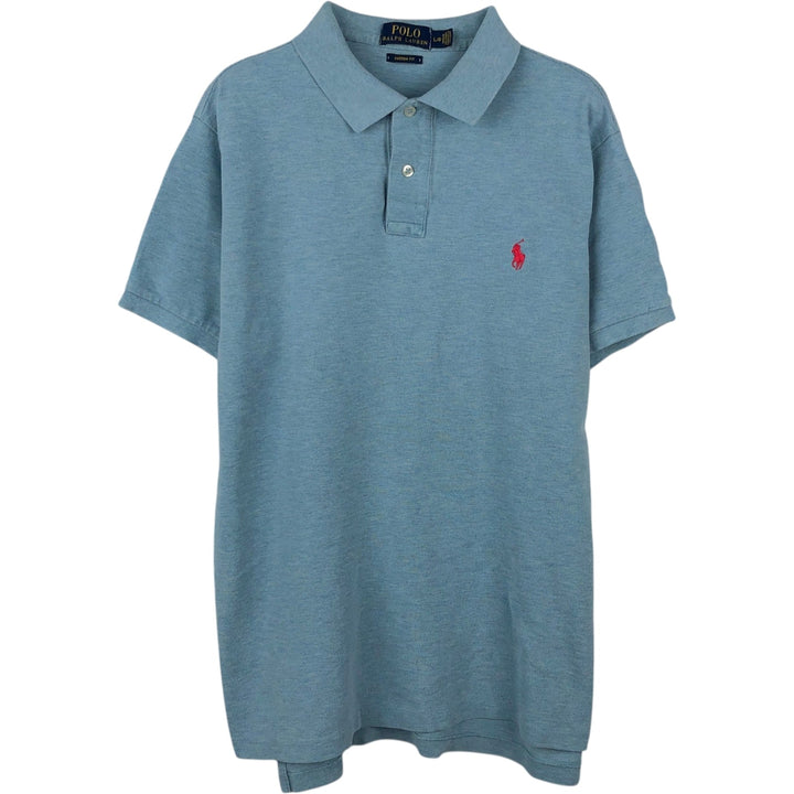 Ralph Lauren POLO RALPH LAUREN CUSTOM FIT short sleeve polo shirt men's size L cotton Blue type light blue Vintage Second Hand
