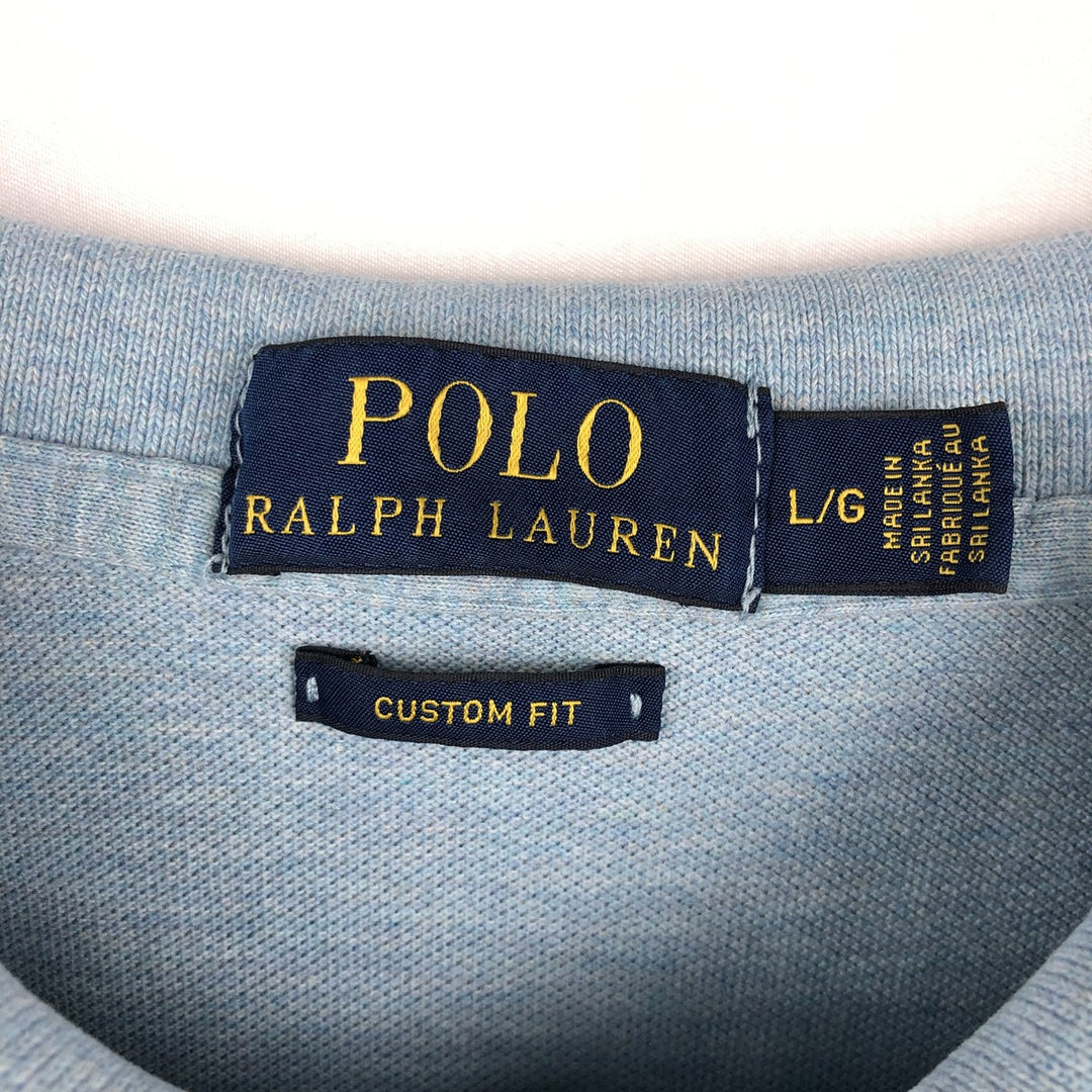 Ralph Lauren POLO RALPH LAUREN CUSTOM FIT short sleeve polo shirt men's size L cotton Blue type light blue Vintage Second Hand