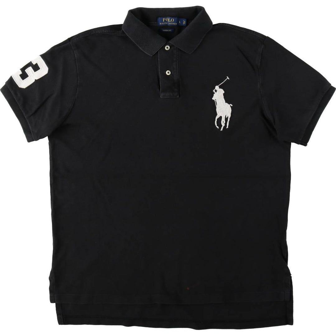 Ralph Lauren POLO RALPH LAUREN CUSTOM FIT Big Pony Short Sleeve Polo Shirt Men's L size cotton black type Vintage Second Hand