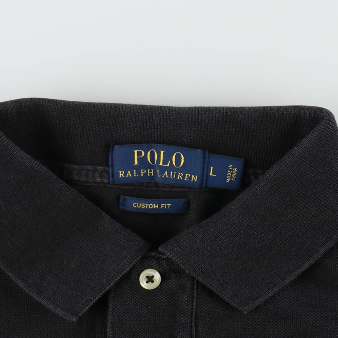 Ralph Lauren POLO RALPH LAUREN CUSTOM FIT Big Pony Short Sleeve Polo Shirt Men's L size cotton black type Vintage Second Hand
