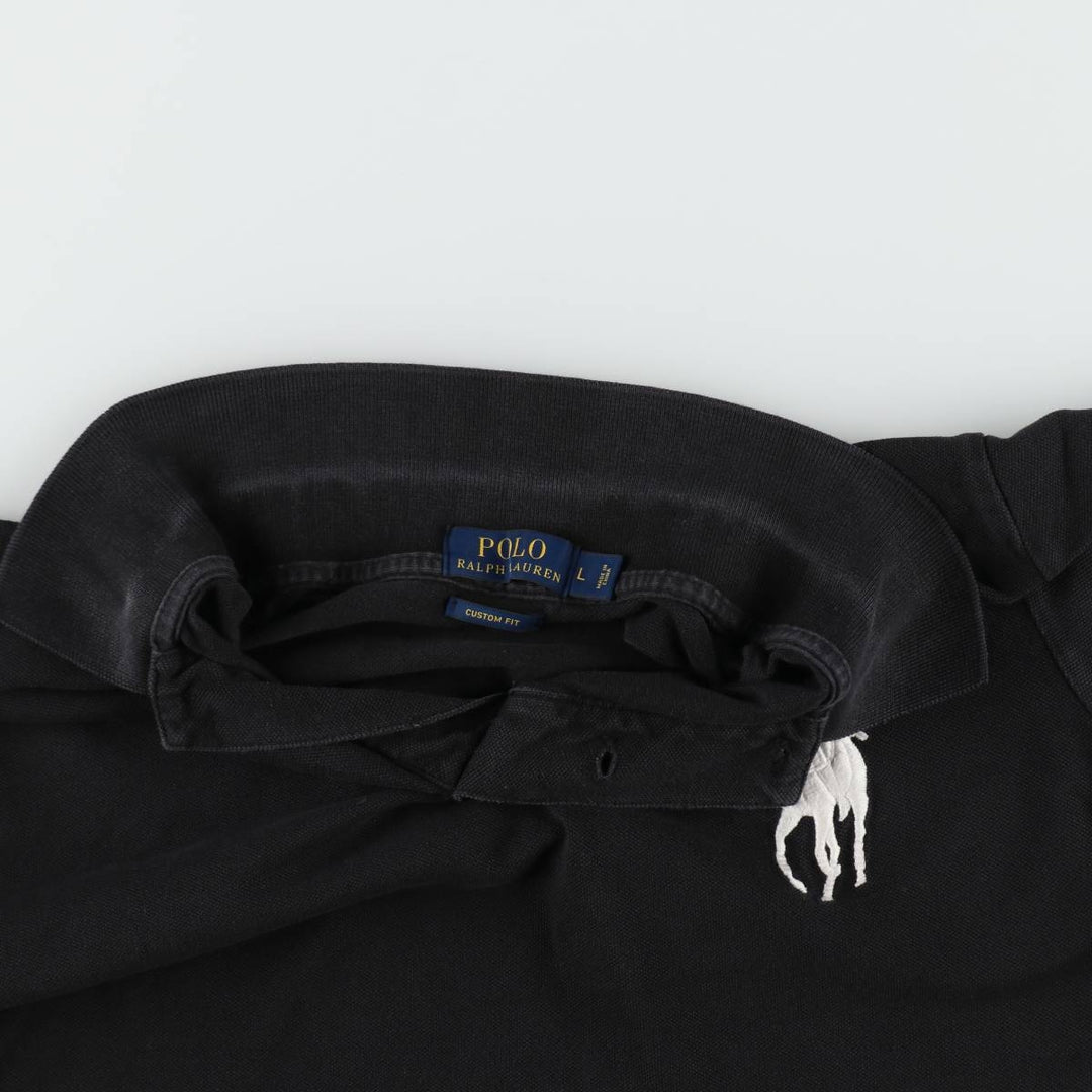 Ralph Lauren POLO RALPH LAUREN CUSTOM FIT Big Pony Short Sleeve Polo Shirt Men's L size cotton black type Vintage Second Hand