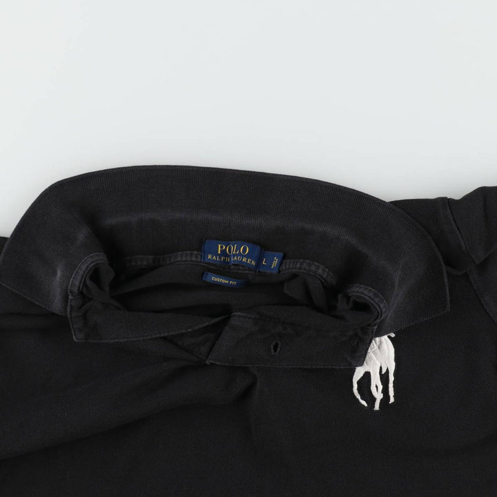 Ralph Lauren POLO RALPH LAUREN CUSTOM FIT Big Pony Short Sleeve Polo Shirt Men's L size cotton black type Vintage Second Hand