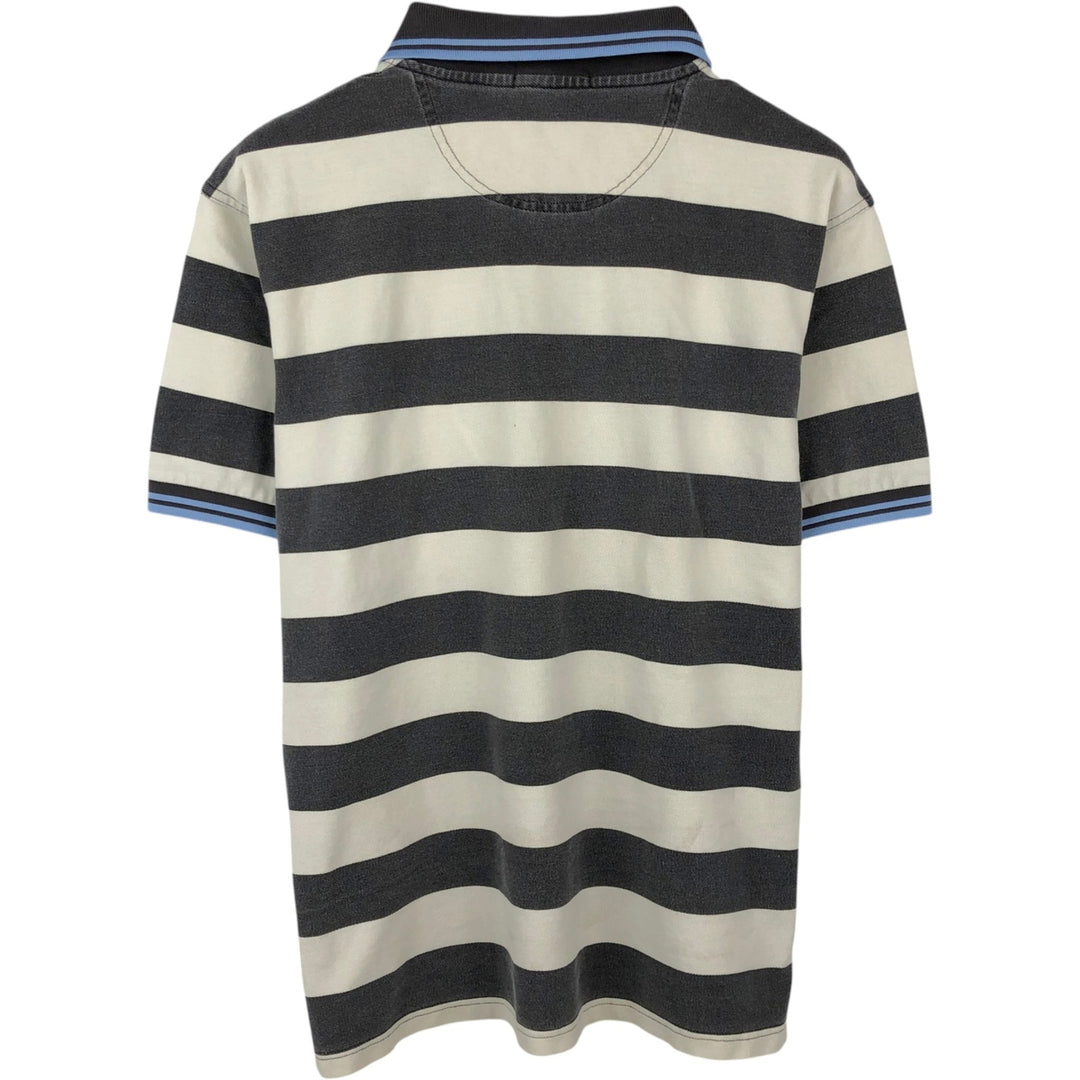 Fred Perry short-sleeved striped polo shirt, men's size L (approx.) cotton Charcoal Vintage Second Hand