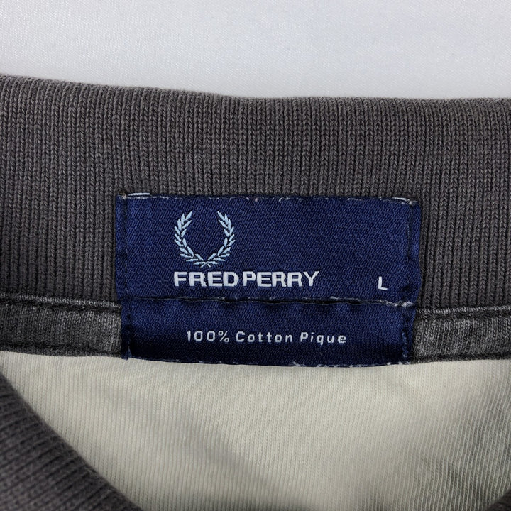 Fred Perry short-sleeved striped polo shirt, men's size L (approx.) cotton Charcoal Vintage Second Hand