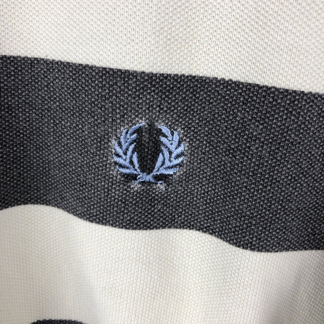 Fred Perry short-sleeved striped polo shirt, men's size L (approx.) cotton Charcoal Vintage Second Hand