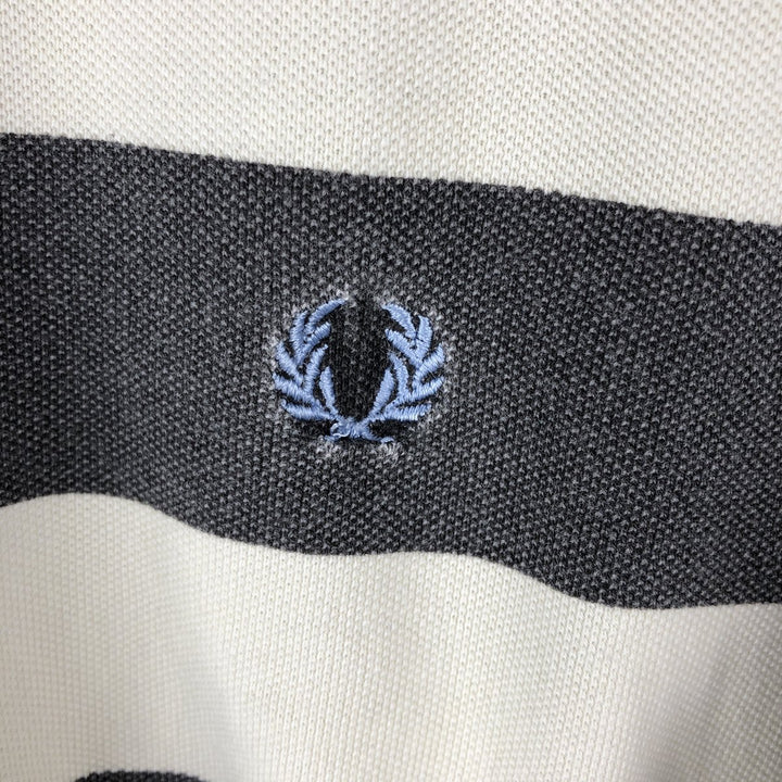 Fred Perry short-sleeved striped polo shirt, men's size L (approx.) cotton Charcoal Vintage Second Hand