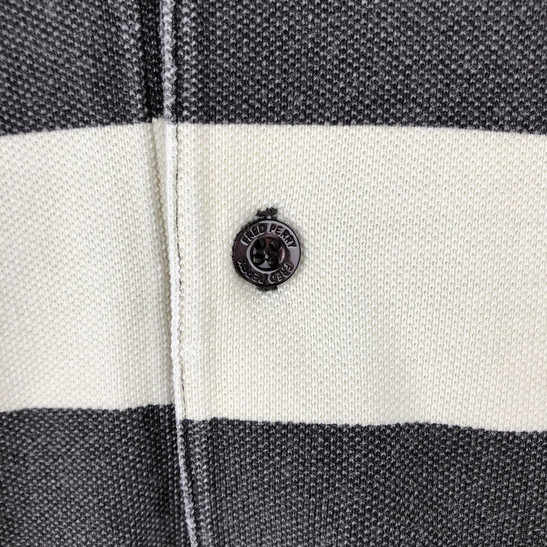 Fred Perry short-sleeved striped polo shirt, men's size L (approx.) cotton Charcoal Vintage Second Hand