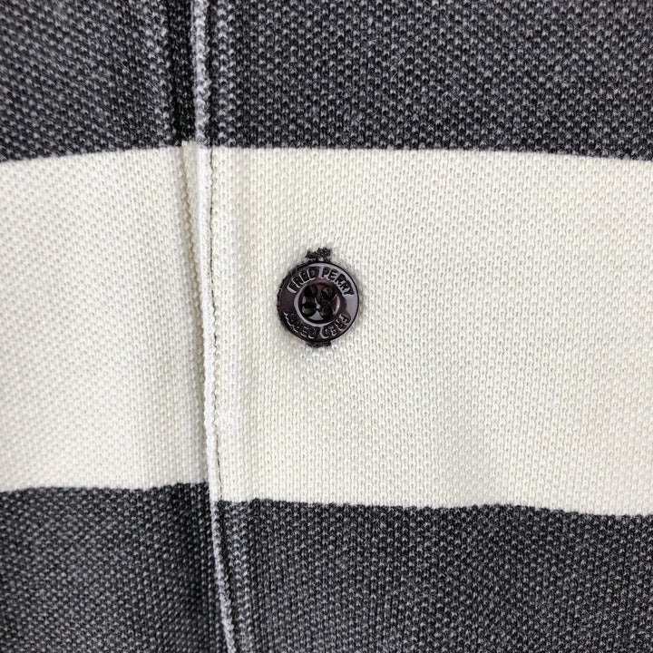 Fred Perry short-sleeved striped polo shirt, men's size L (approx.) cotton Charcoal Vintage Second Hand