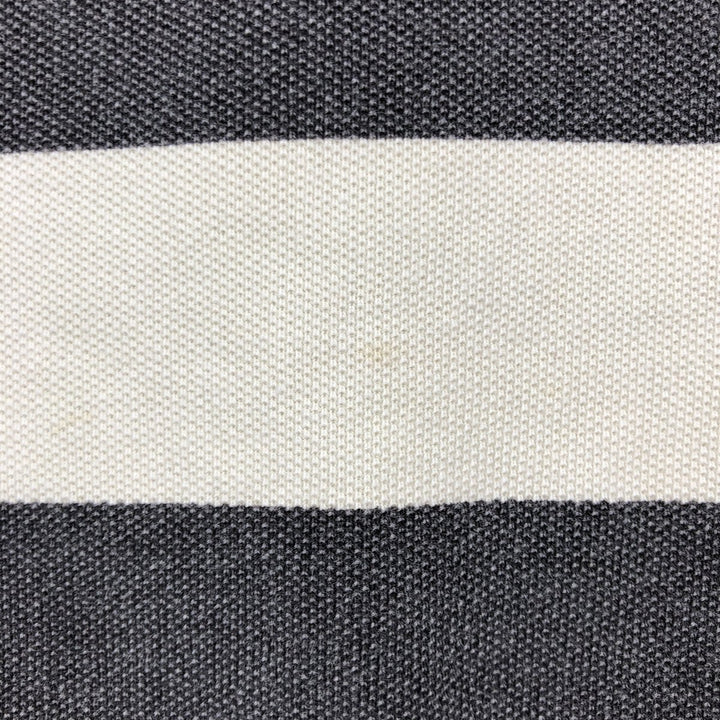 Fred Perry short-sleeved striped polo shirt, men's size L (approx.) cotton Charcoal Vintage Second Hand