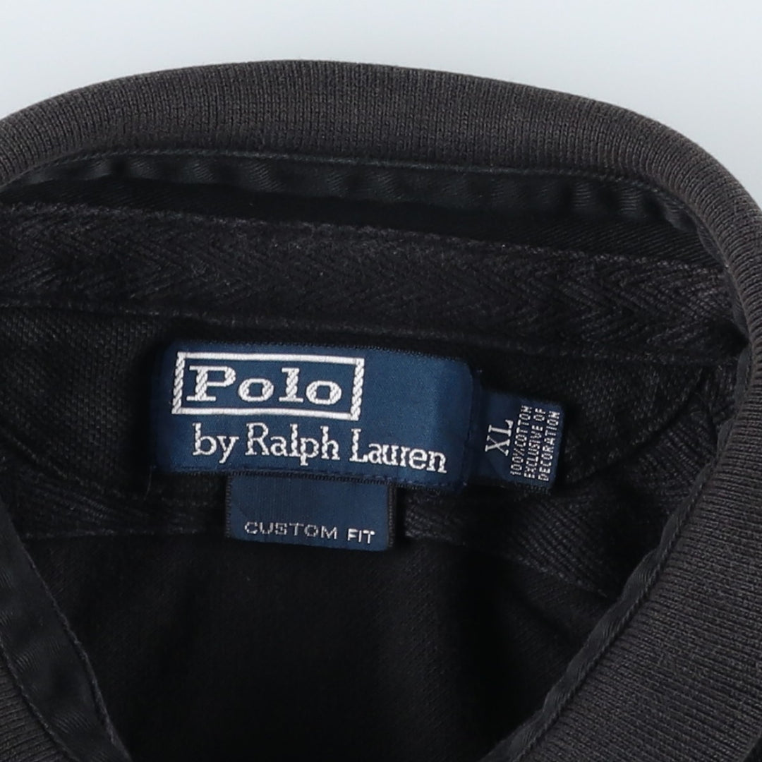 Ralph Lauren POLO by Ralph Lauren CUSTOM FIT Short-Sleeve Rugby Shirt, Men's Size XL (approx.) cotton black type Vintage Second Hand