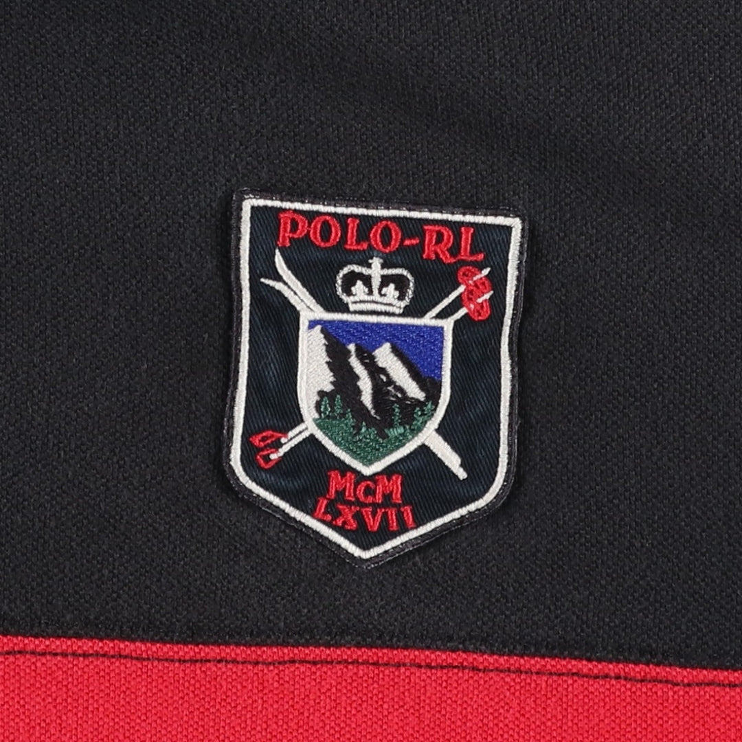 Ralph Lauren POLO by Ralph Lauren CUSTOM FIT Short-Sleeve Rugby Shirt, Men's Size XL (approx.) cotton black type Vintage Second Hand