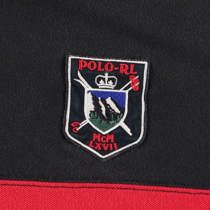 Ralph Lauren POLO by Ralph Lauren CUSTOM FIT Short-Sleeve Rugby Shirt, Men's Size XL (approx.) cotton black type Vintage Second Hand