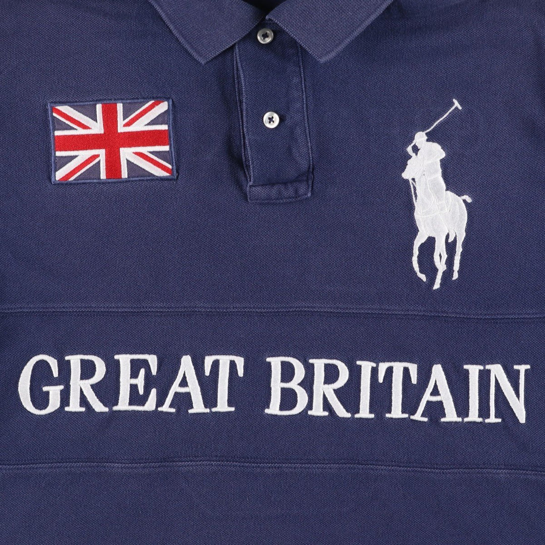 Ralph Lauren POLO RALPH LAUREN CUSTOM SLIM FIT American flag print Big Pony short-sleeved polo shirt, men's size M equivalent. cotton blue type Vintage Second Hand