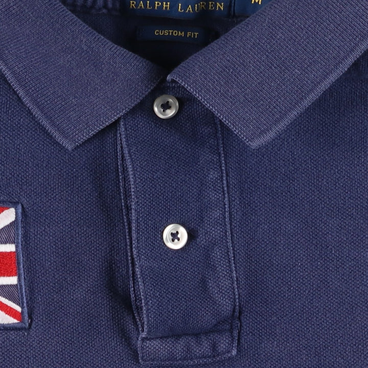 Ralph Lauren POLO RALPH LAUREN CUSTOM SLIM FIT American flag print Big Pony short-sleeved polo shirt, men's size M equivalent. cotton blue type Vintage Second Hand