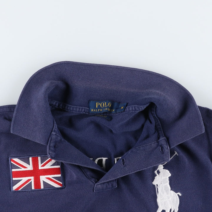 Ralph Lauren POLO RALPH LAUREN CUSTOM SLIM FIT American flag print Big Pony short-sleeved polo shirt, men's size M equivalent. cotton blue type Vintage Second Hand