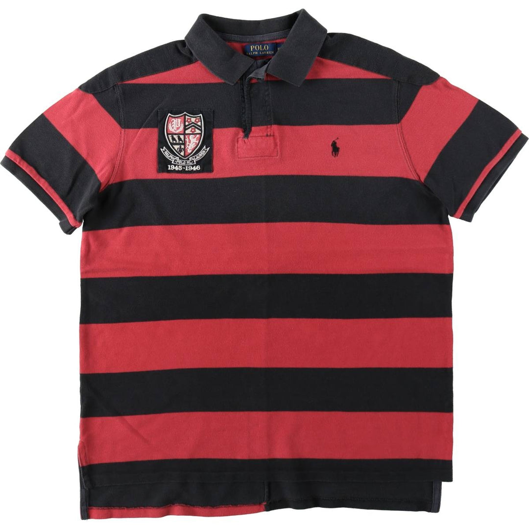 Ralph Lauren POLO RALPH LAUREN CUSTOM FIT Short-Sleeve Striped Polo Shirt, Men's Size XL (approx.) cotton red type Vintage Second Hand