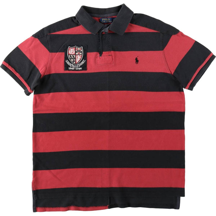 Ralph Lauren POLO RALPH LAUREN CUSTOM FIT Short-Sleeve Striped Polo Shirt, Men's Size XL (approx.) cotton red type Vintage Second Hand